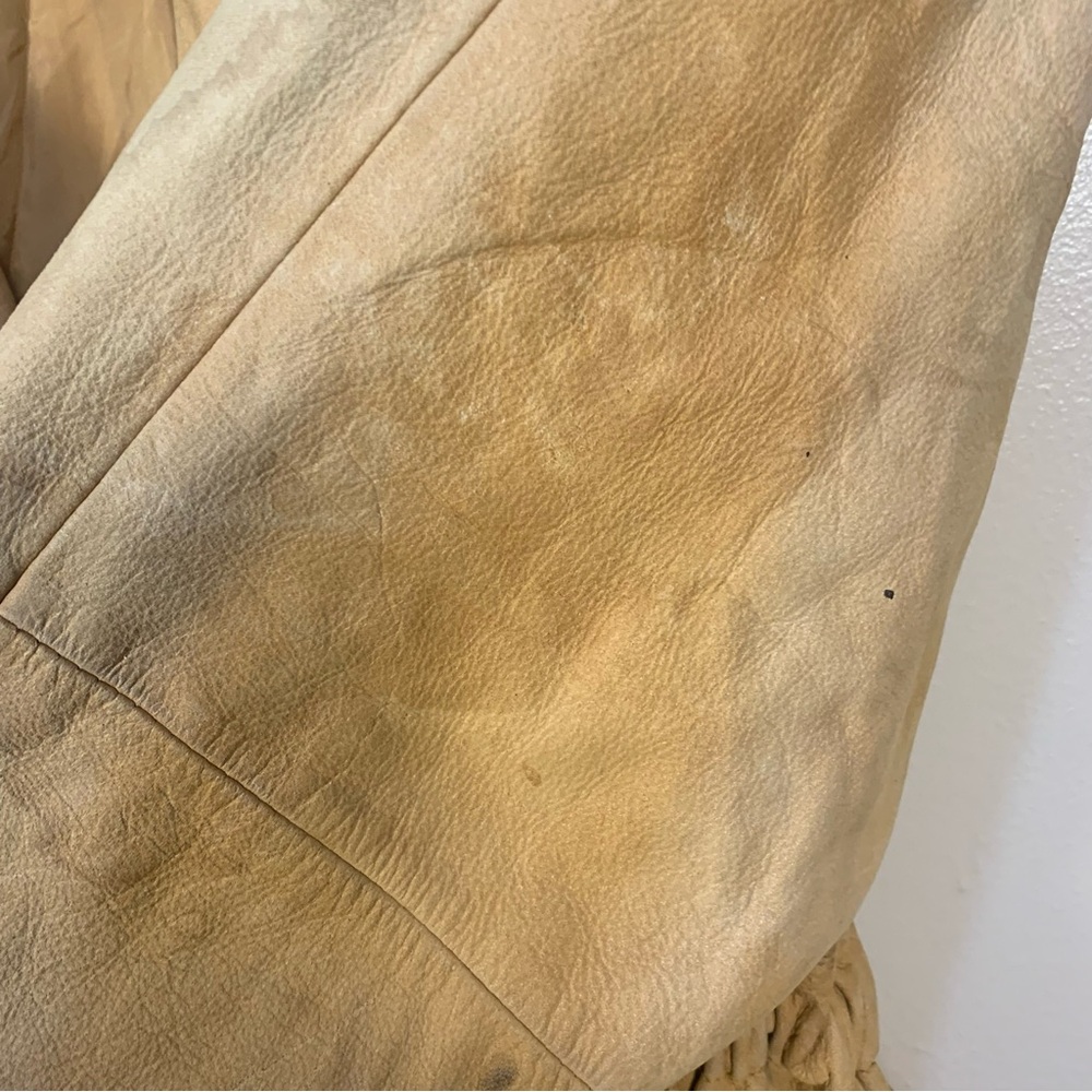 VTG LNR Soft Leather Western Tassel Fringe Waist Drawstring Jacket - Picture 12 of 16